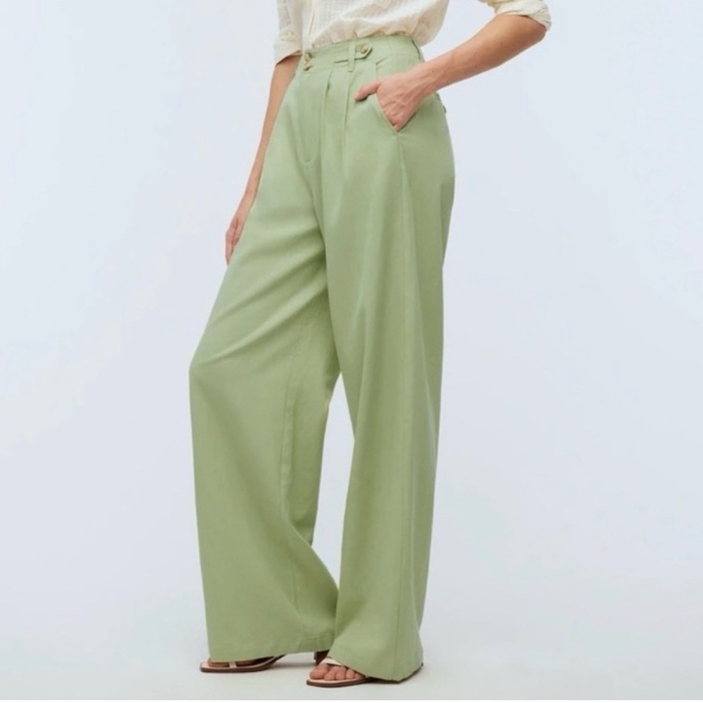 Madewell Harlow Wide-Leg Light Green Pants